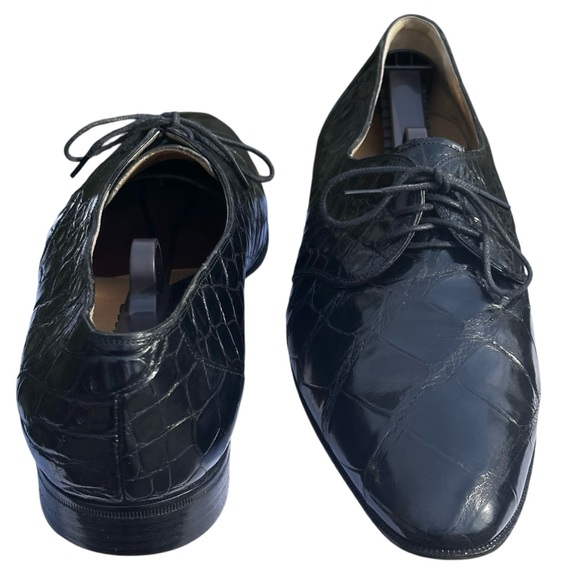 Mauri Alligator and Leather Oxford Derby Shoes Lace Up Black US 11 1/2 M Vintage